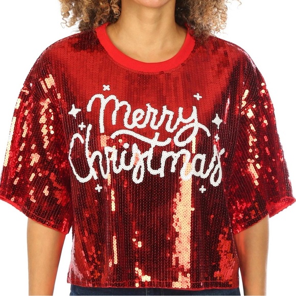 NWT Simply Southern Merry Christmas Sequined Top - Picture 1 of 4